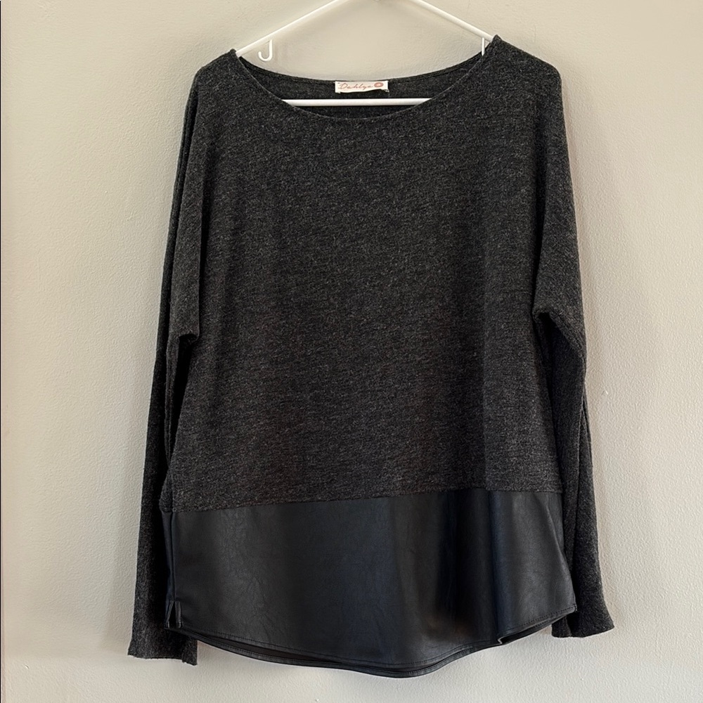 Gray Boxy Asymmetrical Tunic Blouse